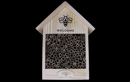 bee hotel made of wood and bamboo