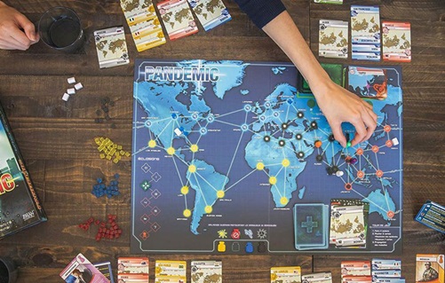 Board game laid out ready to play the game Pandemic
