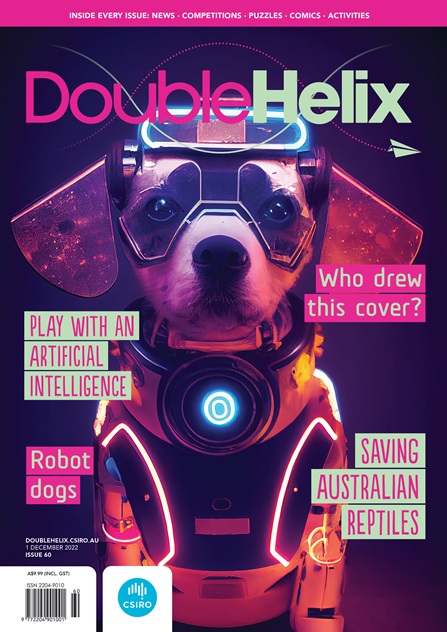Double Helix issue 60 featuring a cute space dog